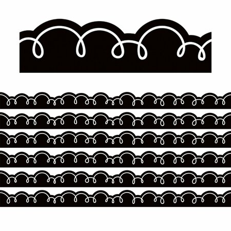 TEACHER CREATED RESOURCES Black with White Squiggles Die-Cut Border Trim, 72PK 6810